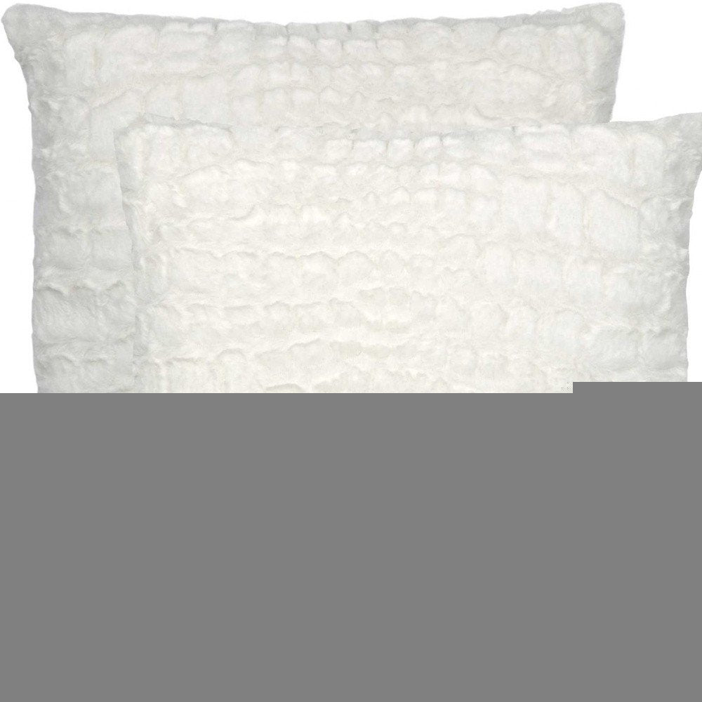 Set of Two Ivory Faux Fur Throw Pillow