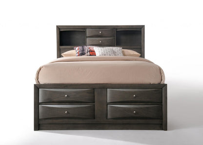 Gray Solid Wood King With Ten Drawers Bed Frame