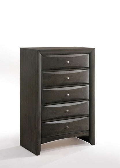 32" Gray Wood Five Drawer Dresser