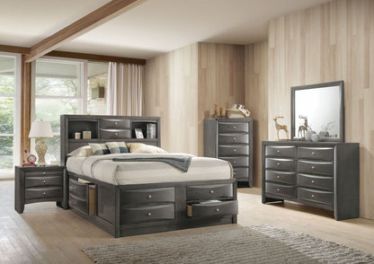 Gray Solid Wood Queen With Ten Drawers Bed Frame