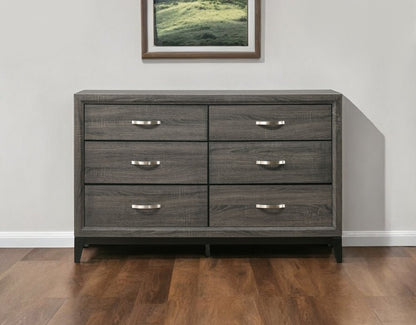 58" Gray Six Drawer Double Dresser