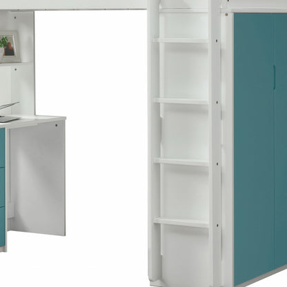 White And Pink Twin Loft Bed And Desk