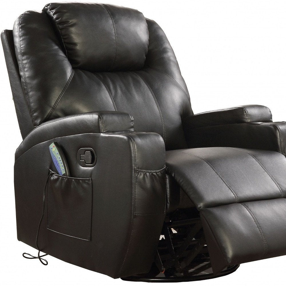 34" Brown Faux Leather Heated Massage Home Theater Recliner