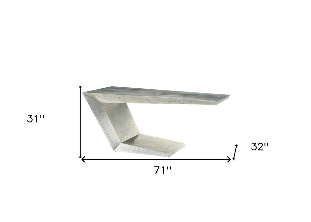 71" Silver Aluminum Writing Desk