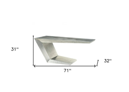 71" Silver Aluminum Writing Desk