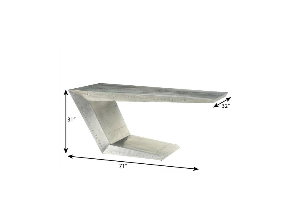 71" Silver Aluminum Writing Desk