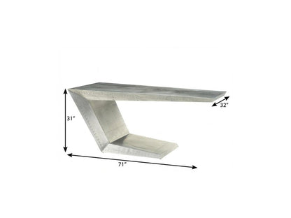 71" Silver Aluminum Writing Desk