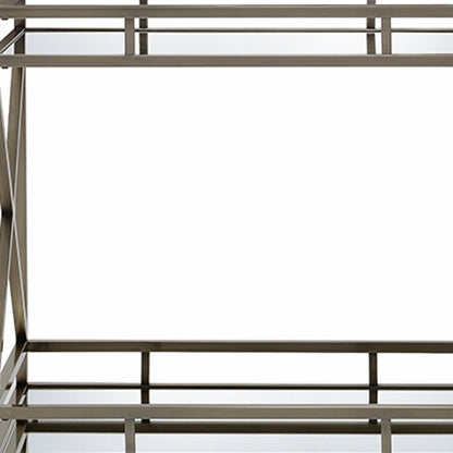 34" X 20" X 35" Antique Brass Metal Serving Cart