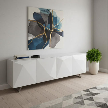 94" White Glass Solid Console Table