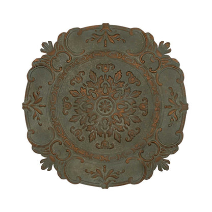 31" Distressed Green European Medallion Metal Wall Decor