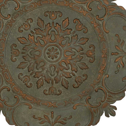 31" Distressed Green European Medallion Metal Wall Decor