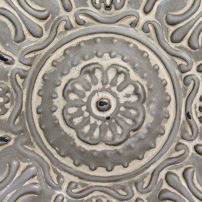 13" White Medallion Distressed Metal Wall Decor