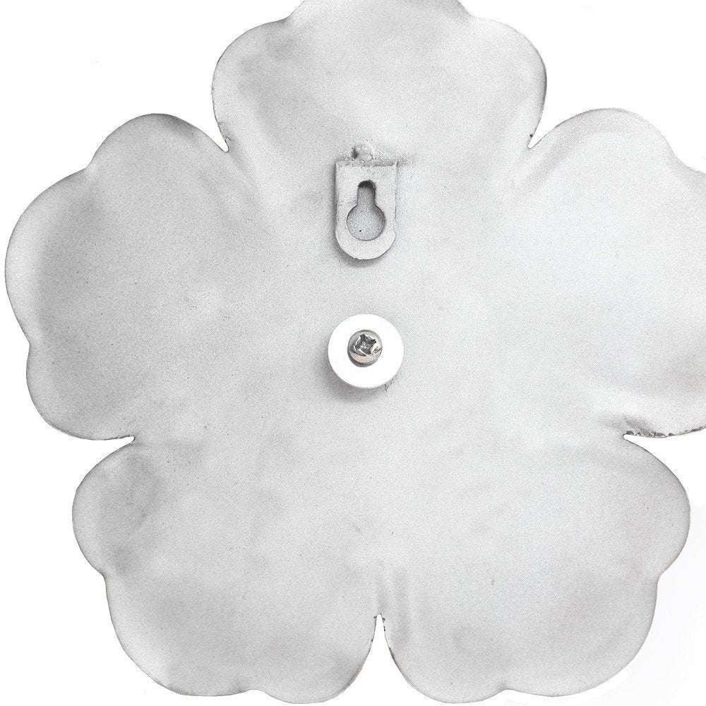 Set of Three 8" x 8" White Metal Flower Wall Decor