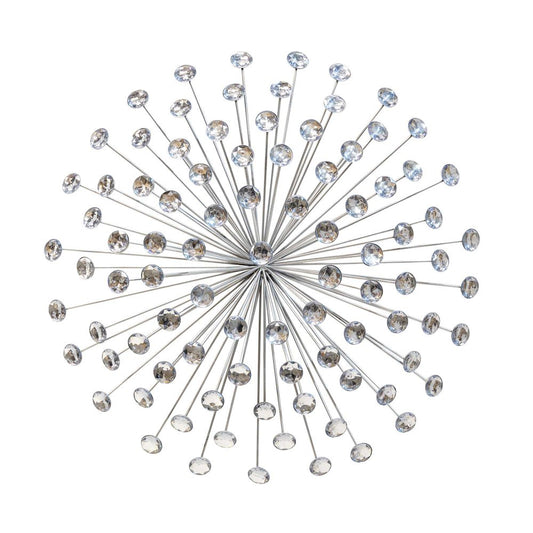 24" Contemporary Silver And Faux Crystal Bling Wall Decor