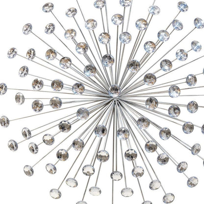 24" Contemporary Silver And Faux Crystal Bling Wall Decor