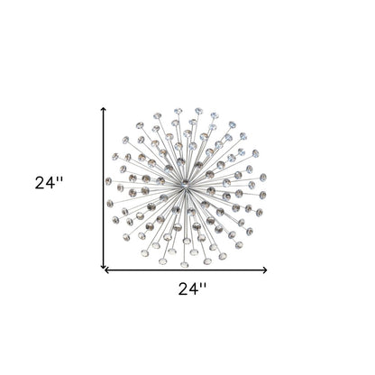 24" Contemporary Silver And Faux Crystal Bling Wall Decor