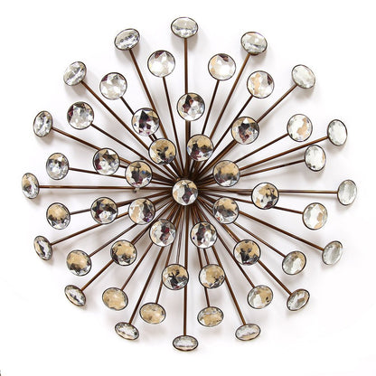 16" Contemporary Gold And Faux Crystal Bling Wall Decor