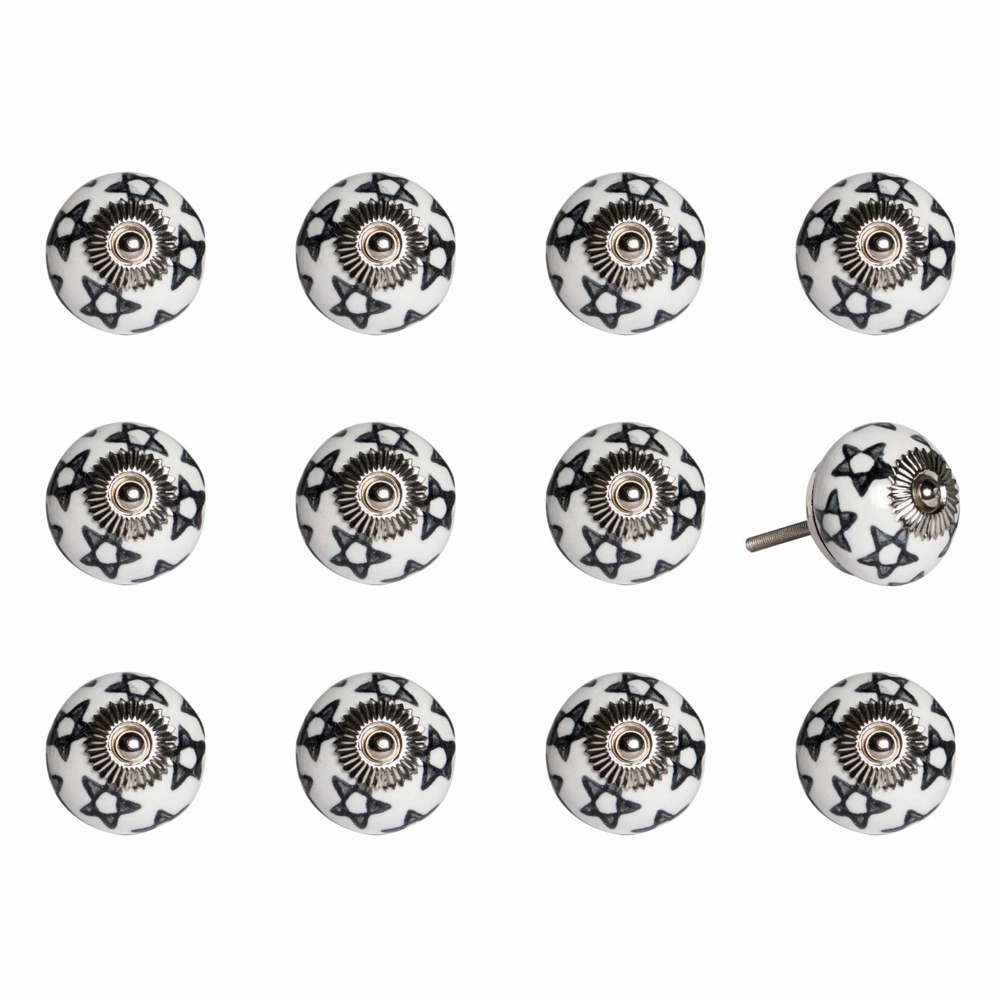 1.5" X 1.5" X 1.5" White Teal And Gold  Knobs 12 Pack