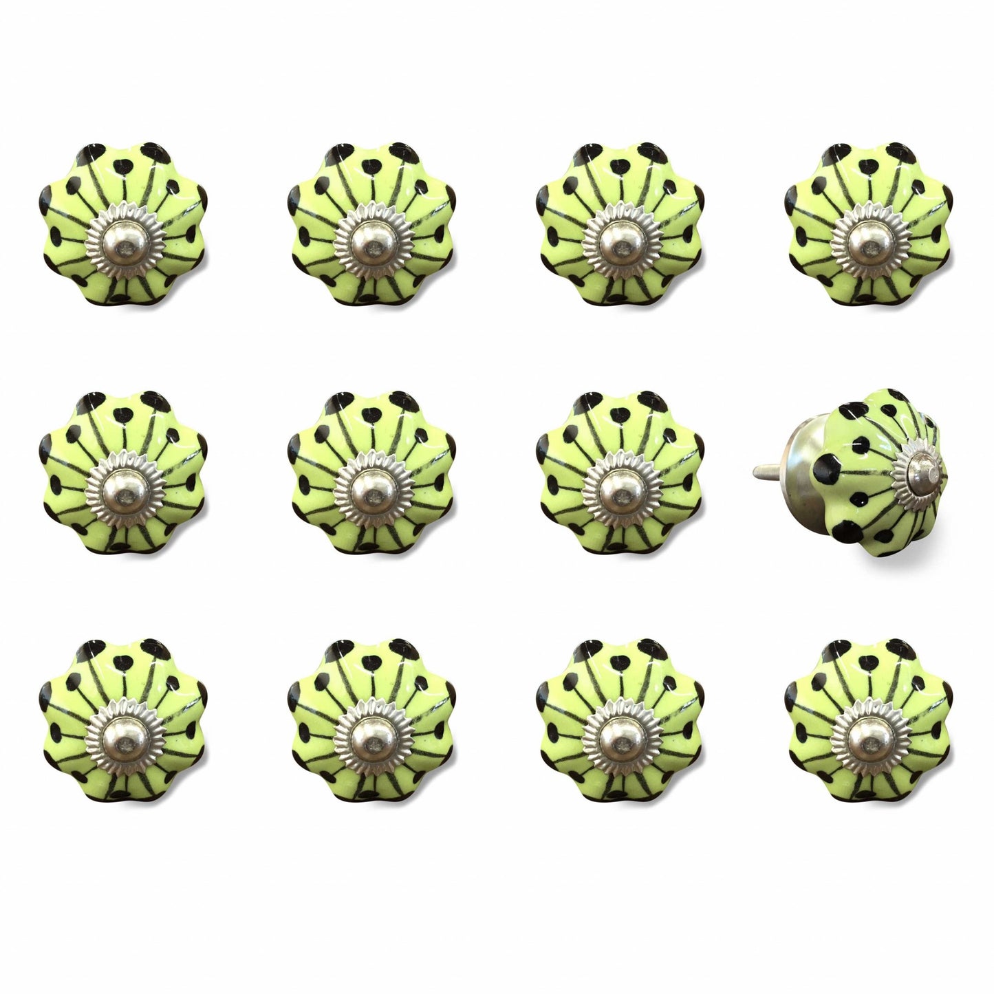 1.5" X 1.5" X 1.5" White Teal And Gold  Knobs 12 Pack