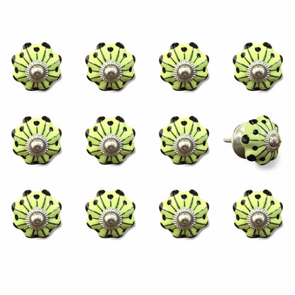 1.5" X 1.5" X 1.5" White Teal And Gold  Knobs 12 Pack