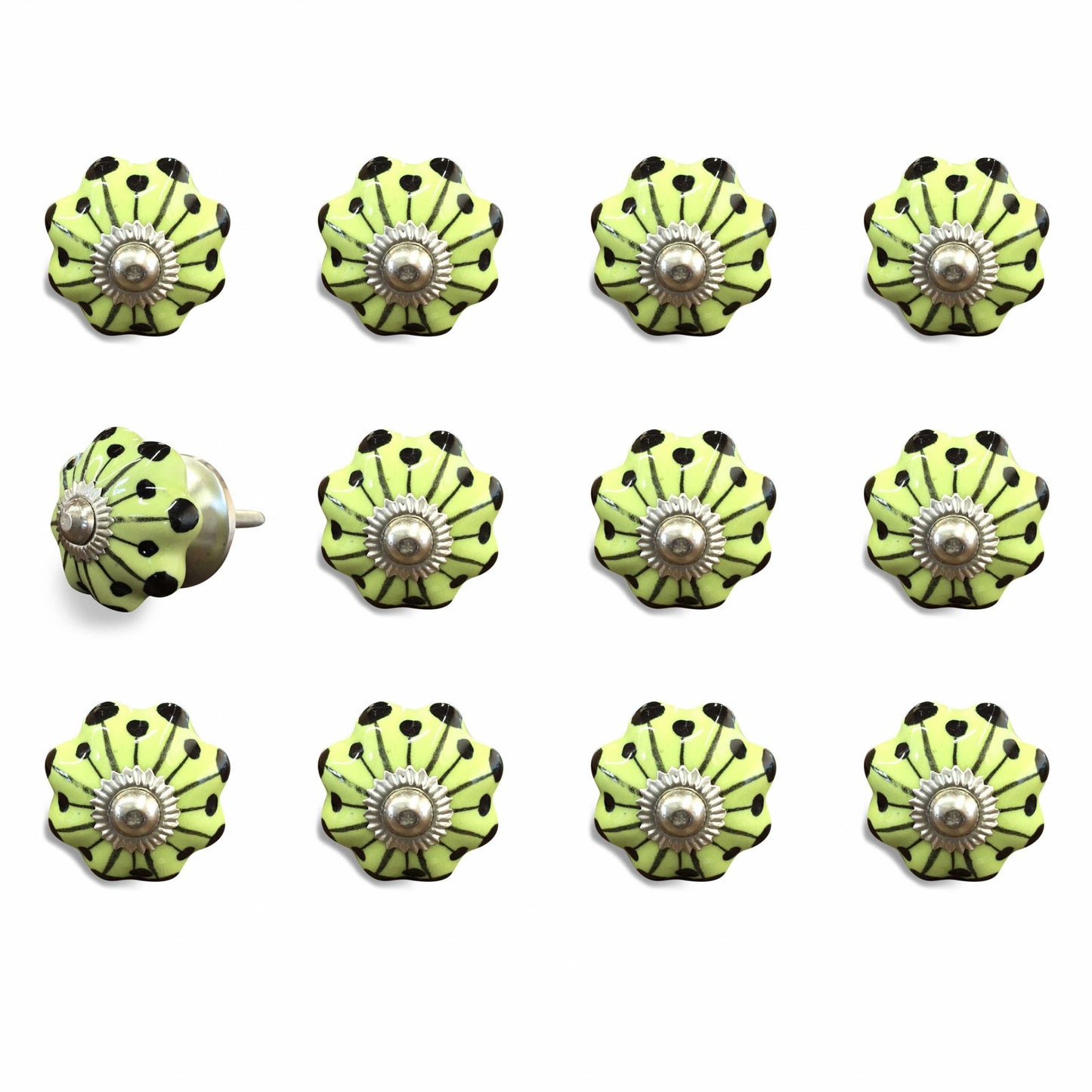1.5" X 1.5" X 1.5" White Teal And Gold  Knobs 12 Pack