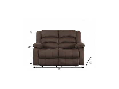 60" Brown Microfiber Manual Reclining Loveseat