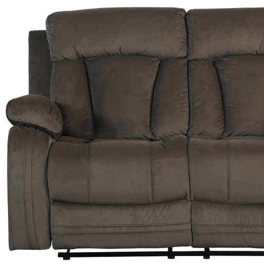 63" Brown Leather Match Manual Gliding Recliner