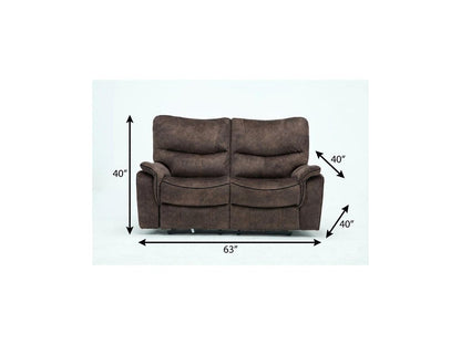 63" Dark Brown Microfiber Manual Reclining Love Seat