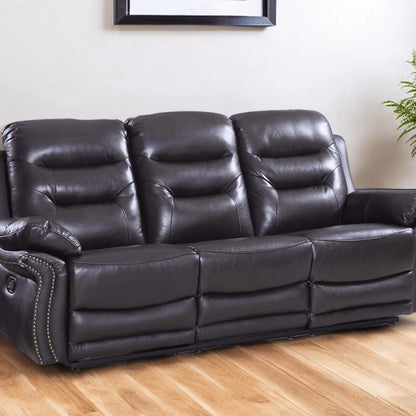 90" Brown Faux Leather Sofa With Black Legs