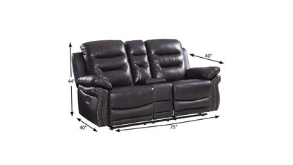 75" Brown Faux Leather Manual Reclining Love Seat With Storage