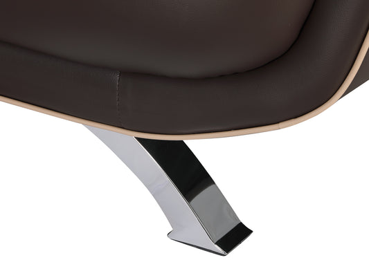 47" Brown And Silver Leather Match Club Chair