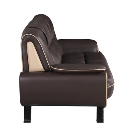 47" Brown And Silver Leather Match Club Chair