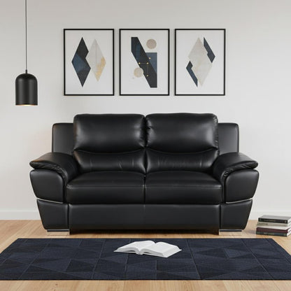 69" Black And Silver Faux Leather Love Seat