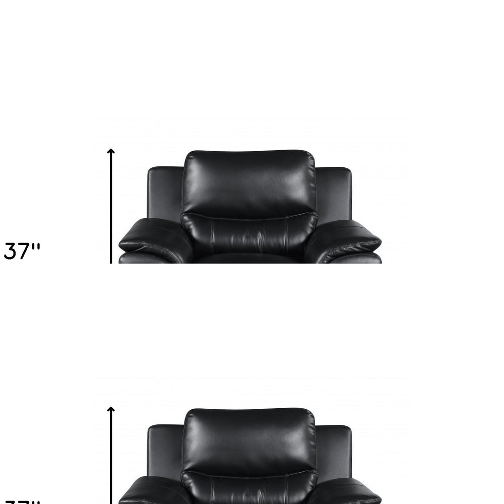 48" Black And Silver Leather Match Club Chair