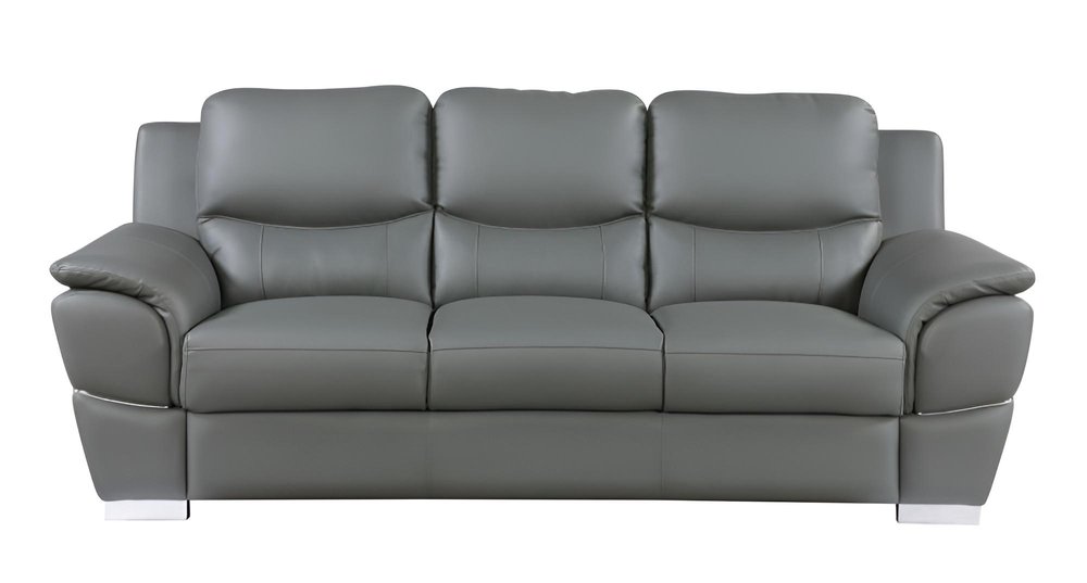 85" Gray Genuine Leather Sofa