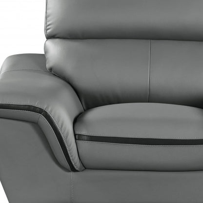 49" Gray And Silver Leather Match Convertible Chair