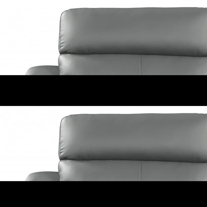 49" Gray And Silver Leather Match Convertible Chair