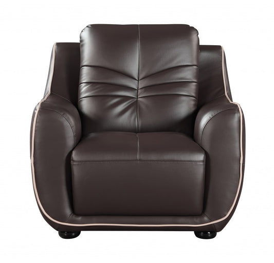 49" Brown Tufted Leather Match Club Chair