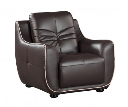 49" Brown Tufted Leather Match Club Chair