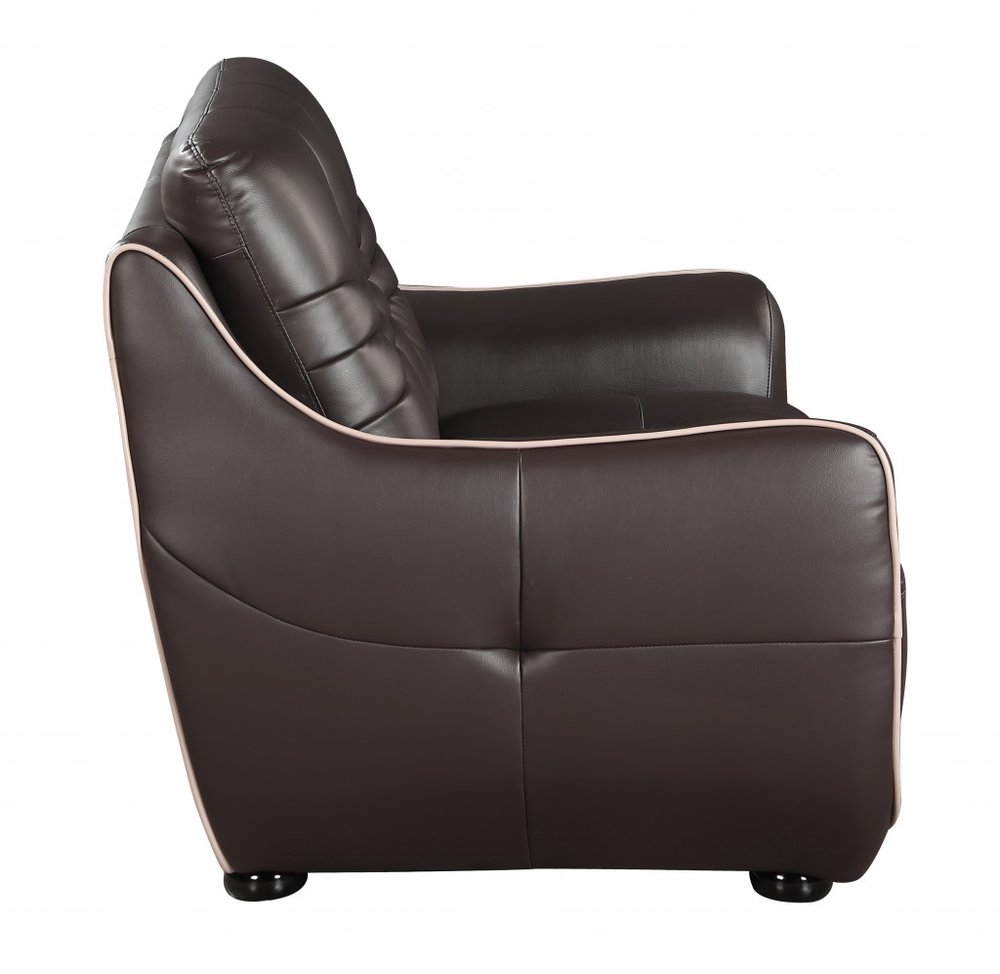 49" Brown Tufted Leather Match Club Chair