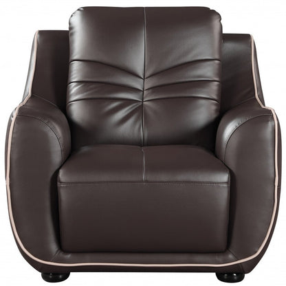 49" Brown Tufted Leather Match Club Chair
