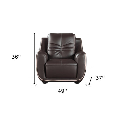 49" Brown Tufted Leather Match Club Chair