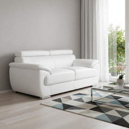 69" White And Silver Faux Leather Loveseat