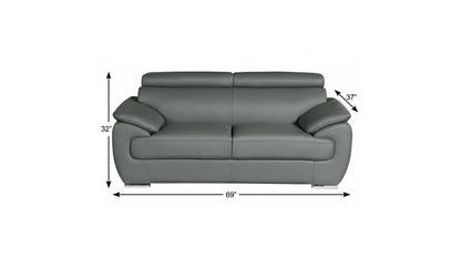 69" Gray And Silver Faux Leather Loveseat