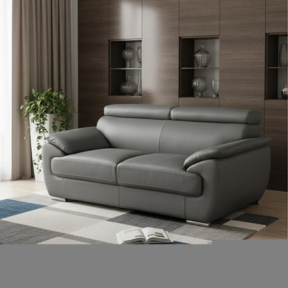 69" Gray And Silver Faux Leather Loveseat