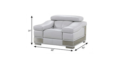 49" Gray Genuine Leather Arm Chair