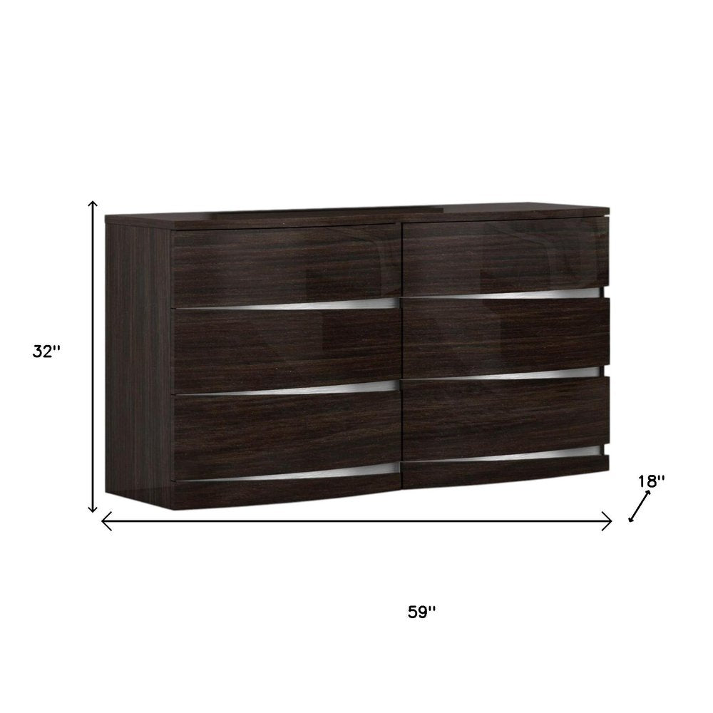 32" Exquisite Wenge High Gloss Dresser