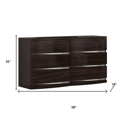32" Exquisite Wenge High Gloss Dresser