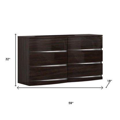 59" Brown Solid Wood Dresser