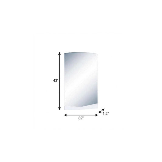 43" White Dresser Mount Frameless Bathroom Vanity Mirror